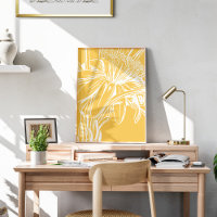 Minimalist Botanical Floral Line Drawing Yellow