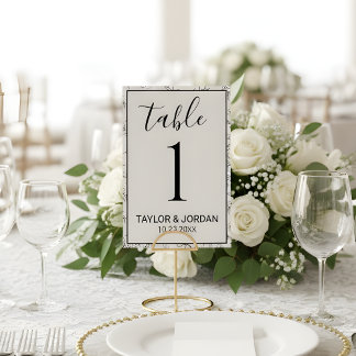 Minimalist Botanical Framed Border Wedding Table Number