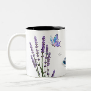 Minimalist Botanical Glow Peach Flowe Two-Tone Coffee Mug