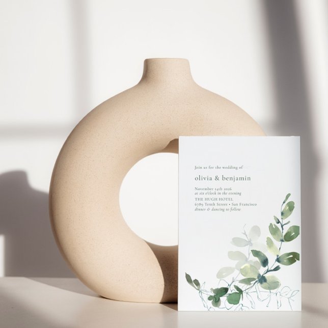 Minimalist Botanical Greenery Eucalyptus Wedding Invitation (Creator Uploaded)