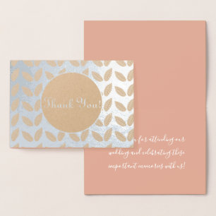 Minimalist Botanical Greenery Wedding Thank You Foil Card