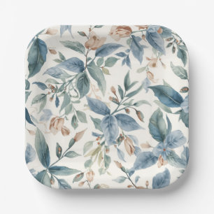 Minimalist Botanical Harmony – Soft Green & Beige  Paper Plate