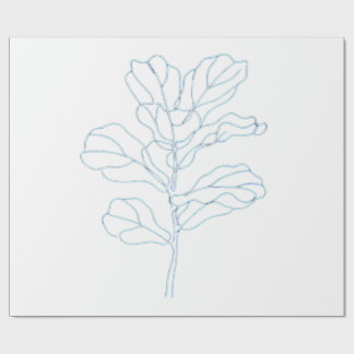 Minimalist Botanical Leaf Line Art Wrapping Paper