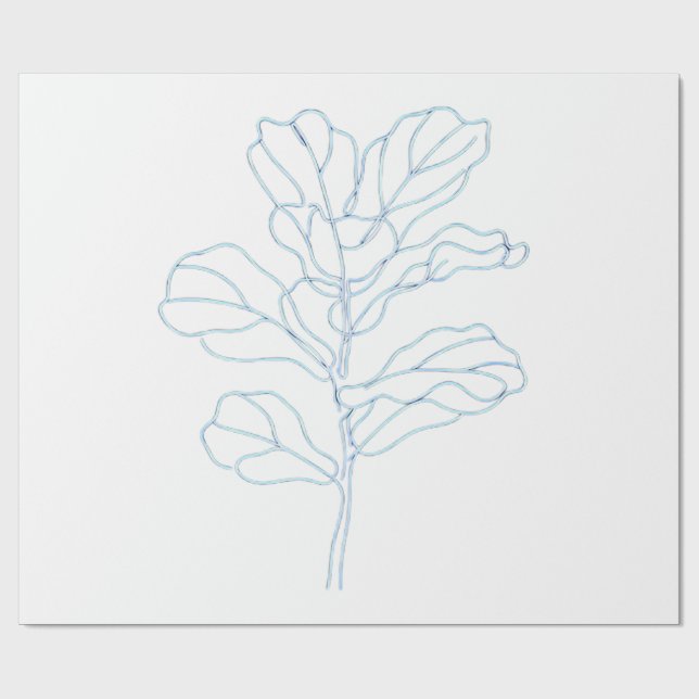 Minimalist Botanical Leaf Line Art Wrapping Paper (Flat)