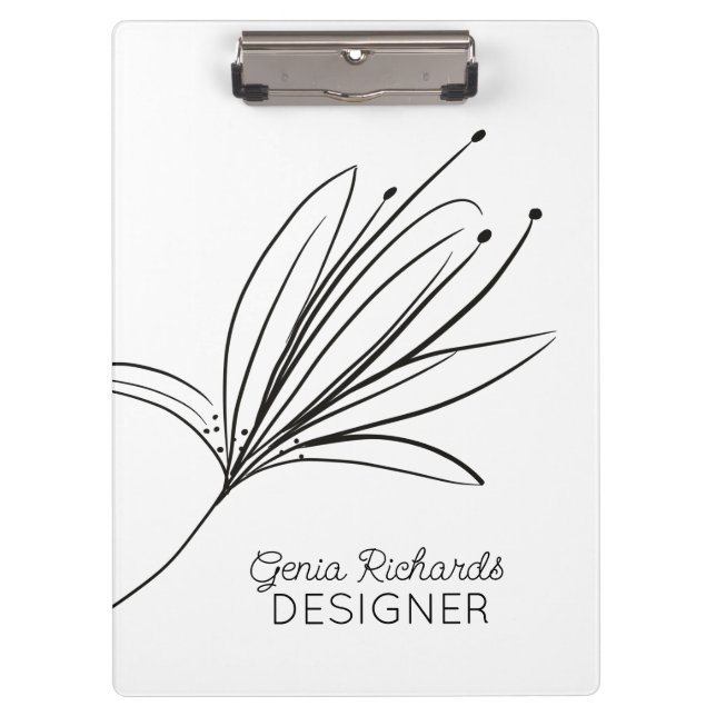 Minimalist Botanical Lily Flower Designer  Clipboard (Front)
