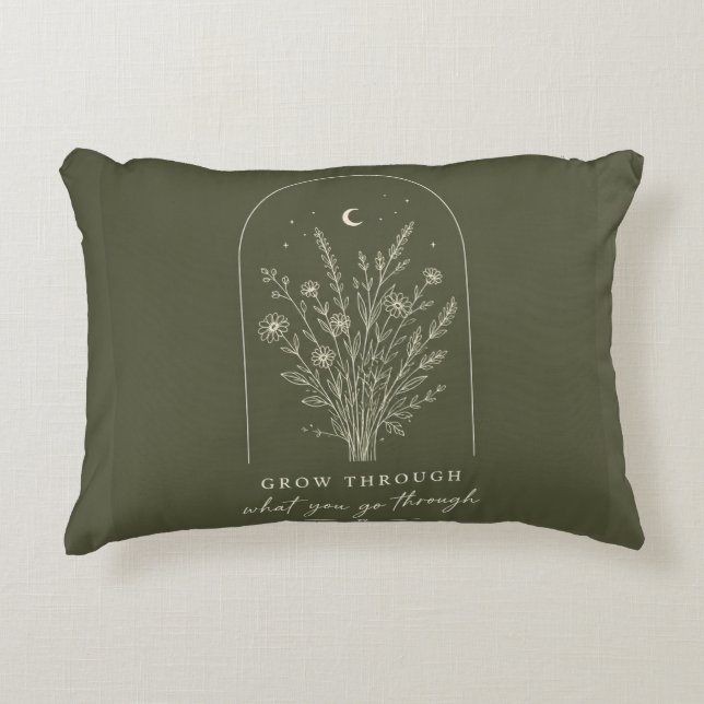 Minimalist Botanical Line Art Decorative Cushion (Front)
