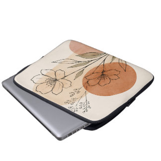 Minimalist Botanical Line Art Laptop Sleeve | Boho