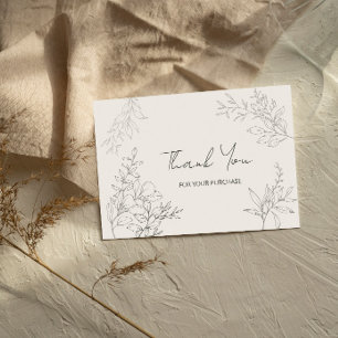 Minimalist Botanical Line Art Thank You Card