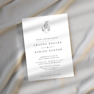 Minimalist Botanical Line Art Wedding Invitation