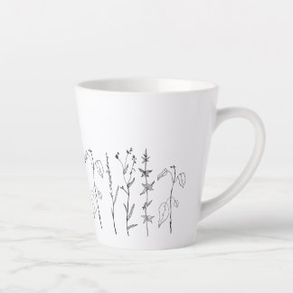Minimalist Botanical Line Drawing Latte Mug