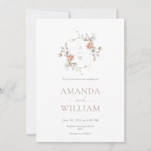 Minimalist Botanical Monogram Invitation
