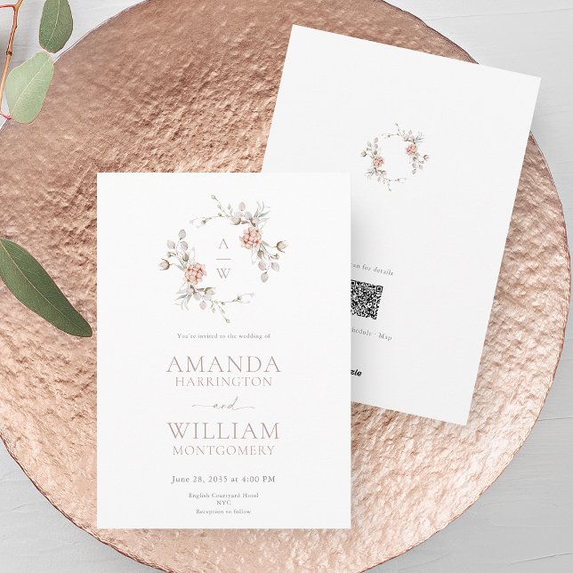 Minimalist Botanical Monogram Invitation (Creator Uploaded)