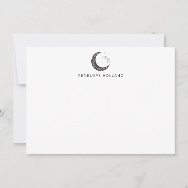 Minimalist Botanical Moon Drawing Personalised  Card (Front)