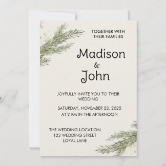 Minimalist Botanical Personalized Wedding Invitation