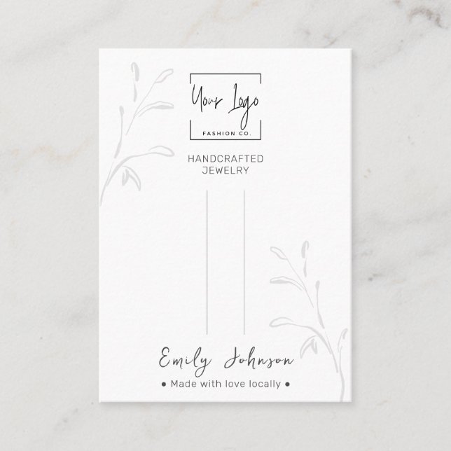 Minimalist Botanical QR Jewellery Hair Clip Displa Calling Card (Front)