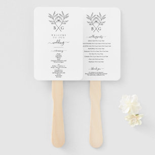 Minimalist Botanical Rustic Monogram Wedding Hand Fan