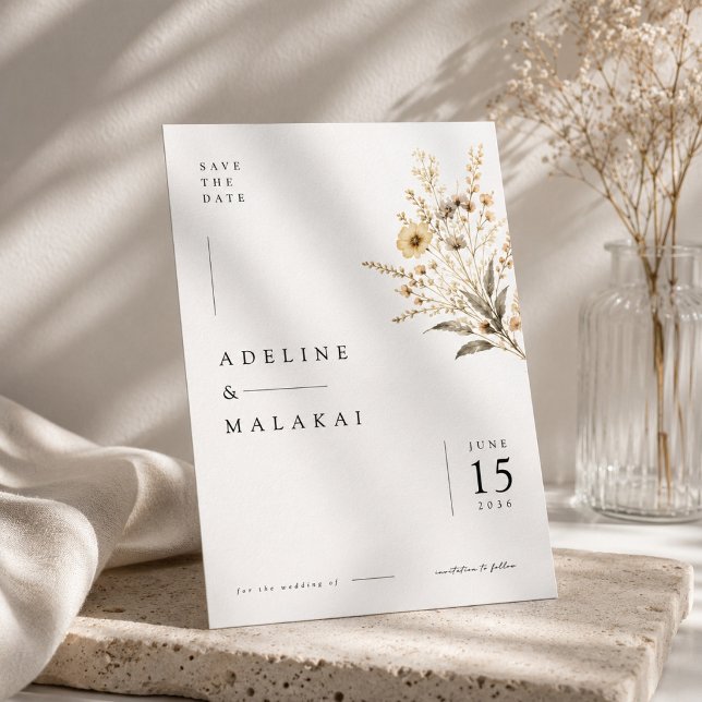 Minimalist Botanical Save the Date Card. (Creator Uploaded)