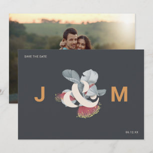 Minimalist Botanical Save the Date with Photo