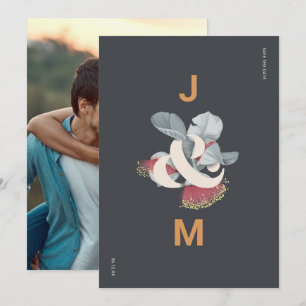 Minimalist Botanical Save the Date with Photo