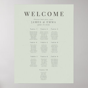 Minimalist Botanical seating Plan10 Pale Sage Poster
