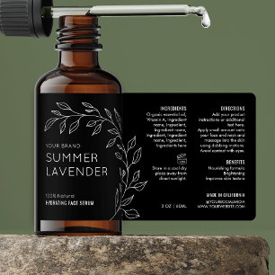 Minimalist Botanical Skincare Dropper Bottle Label