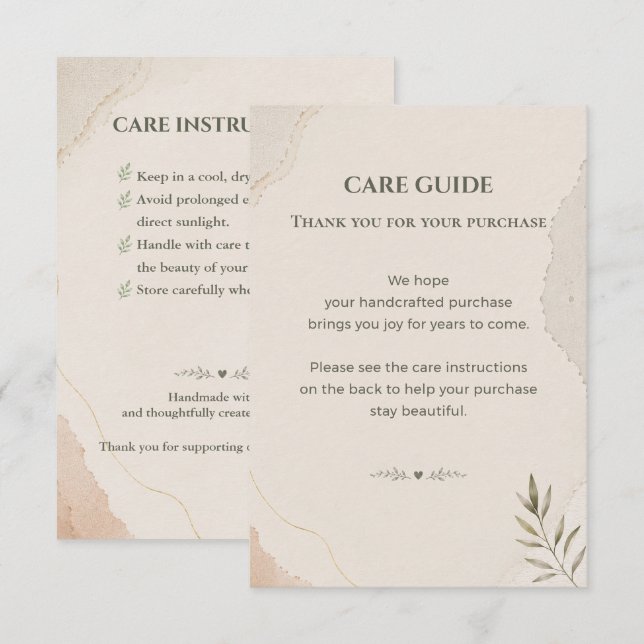 Minimalist Botanical Small Business Enclosure Card (Front/Back)