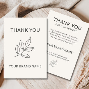 Minimalist Botanical Small Business Handcrafted Thank You Card