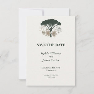 Minimalist Botanical Stone Pine Wedding Save The D Date