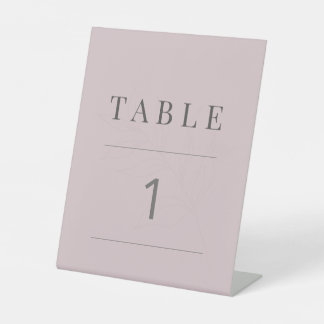 Minimalist Botanical Table Number Dusky Rose Pedestal Sign