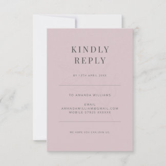 Minimalist Botanical Typography Dusky Rose RSVP Card