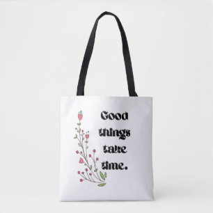 Minimalist Botanical Typography Tote Bag