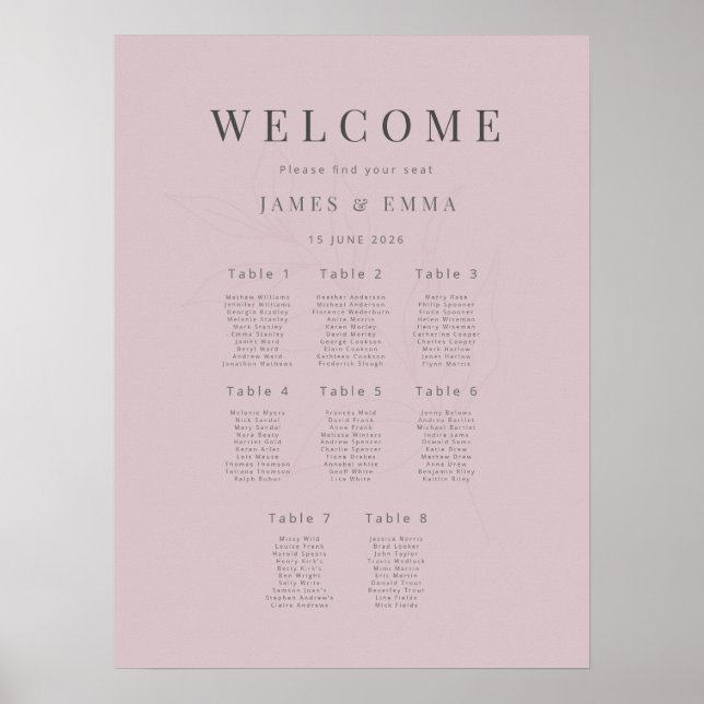 Minimalist Botanical Wedding (8) Dusky Rose Poster (Front)