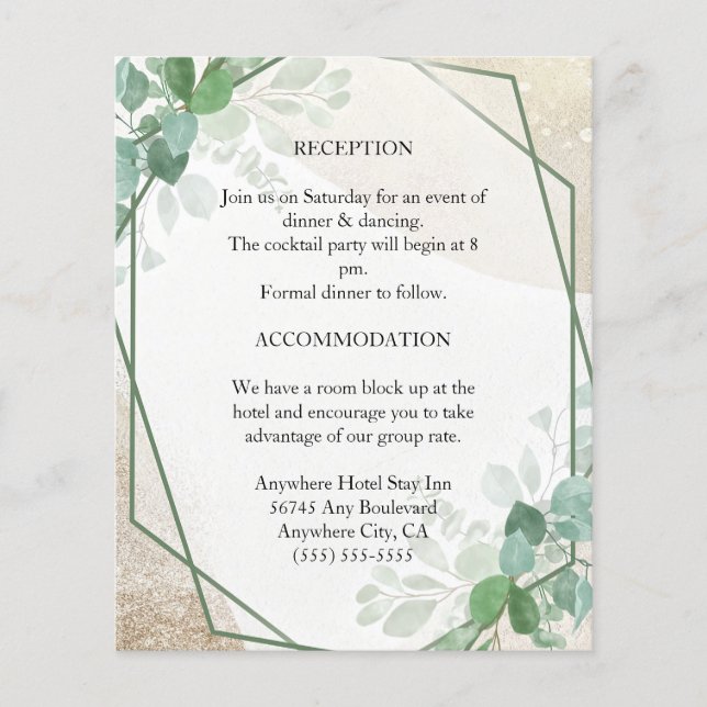 Minimalist Botanical Wedding Enclosure Card (Front)