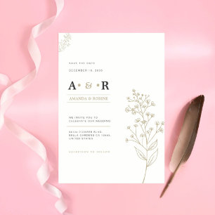 Minimalist Botanical Wedding Invitation