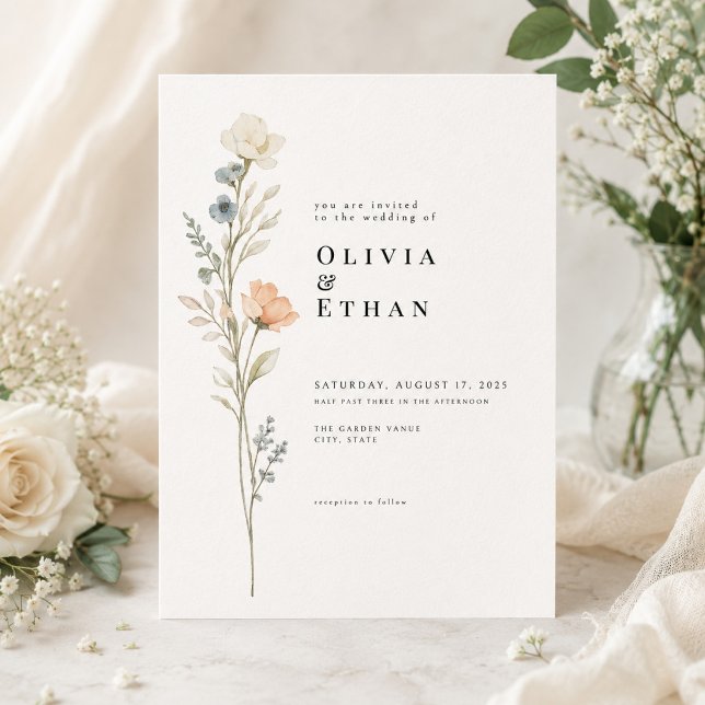 Minimalist Botanical Wedding Invitation Floral  (Creator Uploaded)