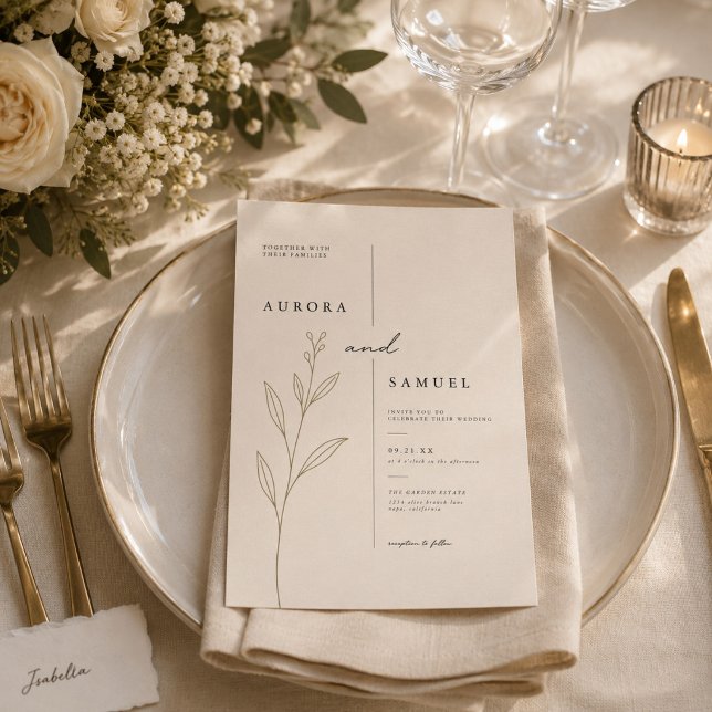 Minimalist Botanical Wedding Invitation Line Art  (Creator Uploaded)