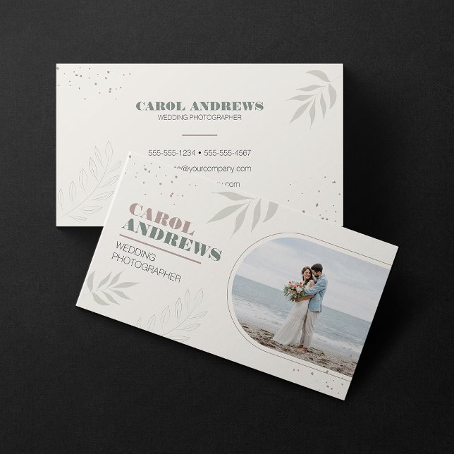 Minimalist Botanical Wedding Photographer Photo Business Card (Creator Uploaded)