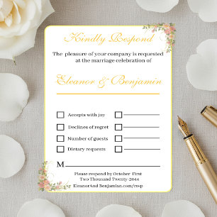  Minimalist Botanical Wedding Response Card 