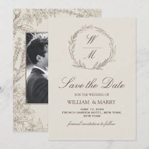 Minimalist Botanical Wedding Save the Date Card