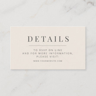 Minimalist Botanical Wedding  Soft Beige Enclosure Card