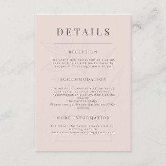 Minimalist Botanical Wedding Warm Blush Enclosure Card