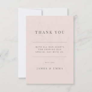 Minimalist Botanical Wedding Warm Blush Thank You Card
