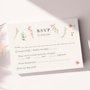 Minimalist Botanical Wedding Wildflowers RSVP Card