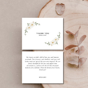 Minimalist botanical white floral wedding thank you card