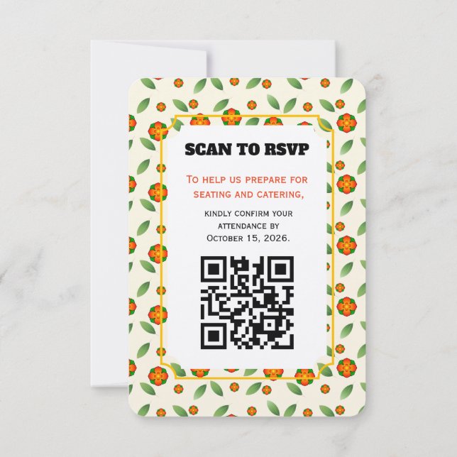 Minimalist Botanical  with Orange Blossom  RSVP Card (Back)