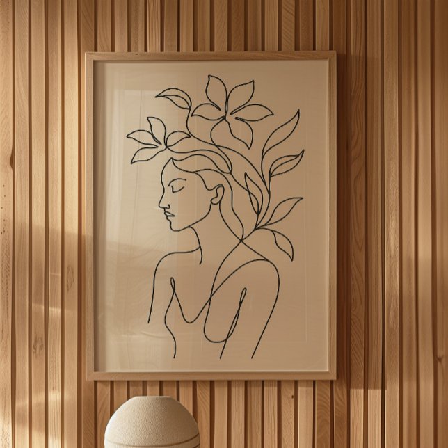 Minimalist Botanical Woman Line Art Print (Creator Uploaded)