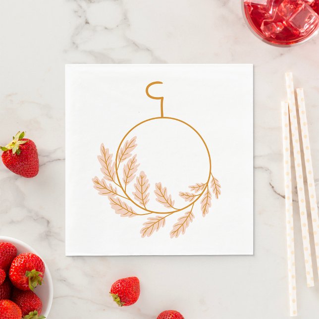 Minimalist Botanical Wreath Modern Neutral  Napkin (Creator Uploaded)