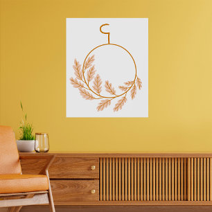 Minimalist Botanical Wreath Modern Neutral  Poster