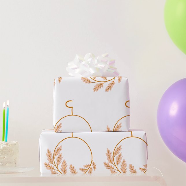 Minimalist Botanical Wreath Modern Neutral  Wrapping Paper (Creator Uploaded)