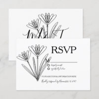 Minimalist Botany Flower Line Art Wedding RSVP